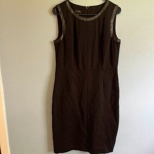 Talbots sheath dress with faux leather trim